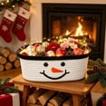 thumbnail image 4 of Twfbrm Christmas Gift Basket, 12 x 5 Inch Reusable Woven Basket with Snowman Form and Armless Handles Design, Holiday Decorative Woven Organizer Basket for Xmas Gifts, Home Decor, 4 of 7