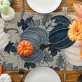 thumbnail image 4 of YIBAGA Fall Table Runner, Blue Vintage Pumpkin Maple Leaf Fall Thanksgiving Tableware Home Indoor Decor, 13x72 inch, Polyester, 4 of 7