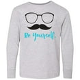 thumbnail image 3 of Inktastic Be Yourself, Glasses, Mustache, Moustache Long Sleeve Youth T-Shirt, 3 of 5