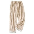 thumbnail image 2 of Bovxnpu Women Pajama Pants, Plus Size Pajama Pants Sleep Pants Lounge Pants Flannel Fuzzy Fleece Lined Thickened Warm Loose Home Elastic Waist Sleep Trousers Loungewear Sleepwear, 2 of 4