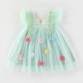 thumbnail image 2 of Staki Butterfly Dress Girl's Dresses Cotton Ruffle Sleeve Tiered Swing A-Line Cute Midi Casual Sundress(Light Green,2-3 Years), 2 of 9