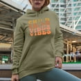 thumbnail image 2 of Child Vibes, Groovy Retro Wavy Text Merch Gift, Sand Hooded Sweatshirt or Hoodie, Medium, 2 of 5