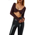 thumbnail image 3 of Gzhioc Women Crop Tops, Solid Color Low Cut Long Sleeve T-shirt Showing Belly Button Clubwear, 3 of 9