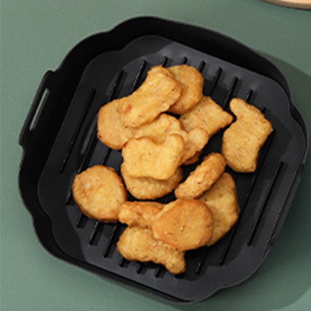 Bandeja De Hornear 2 uds cesta de freidora de aire herramientas de bandeja de horno cuadrada de silicona de repuesto (negro) Likrtyny Libre de BPA