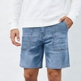 thumbnail image 4 of KIHOUT Men's Denim Cargo Shorts Elastic Waist Button Closure Pockets Casual Outdoor All-Season Knee Length Shorts, 4 of 5