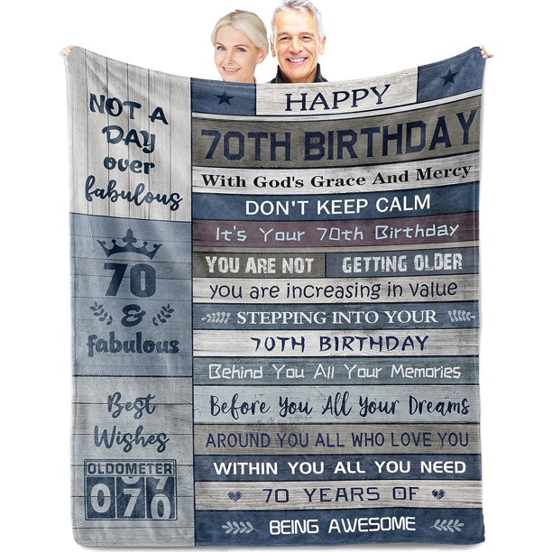 LHSHID 70th Birthday Gifts for Women Men Best Gifts for 70 Year Old Woman 70th Birthday Decorations for WomenHappy 70 Year Old Birthday Gifts for Men Blanket 50"x60"