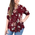 thumbnail image 2 of Hauts pour Femmes Manches 3/4 Roulées Chemises Col en V Blouses Grande Taille Tunique, 2 of 4
