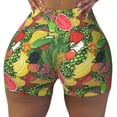 thumbnail image 2 of Rateoe Fruits Vegetables And Berries Printed Power Workout Shorts for Women Tummy Control Squat Proof Ribbed Thick Seamless Scrunch Active Short-Large, 2 of 8