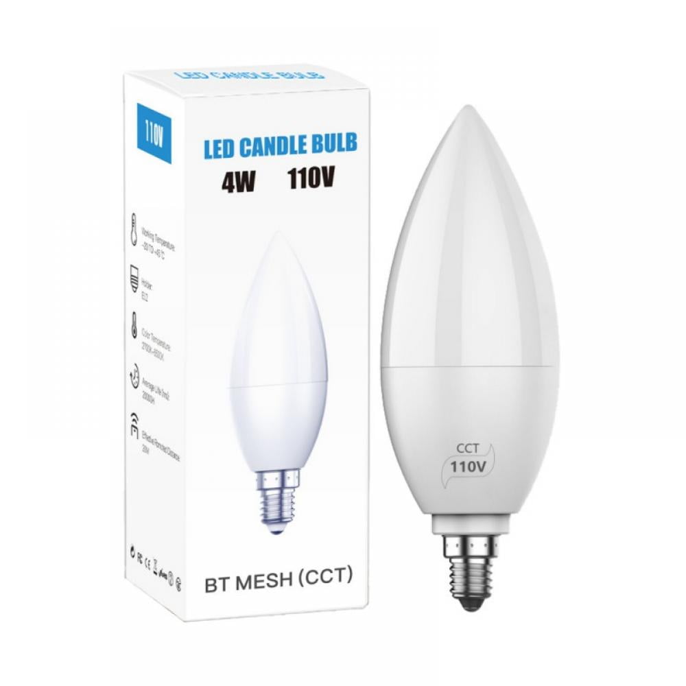 gips Omgekeerde coupon Smart Candelabra LED Bulb, E12/E14 WiFi-Bluetooth Chandelier Light Bulb,  Compatible with Alexa Google Home, Tunable White 2700K-6500K Candle Bulb,  4W 400 Lumens - Walmart.com
