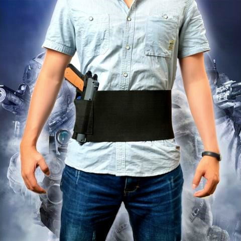 New Tactics Elastic Belly Band Waist Pistol Gun Holster with 2 Magzine Pouches New Tactics Elastic Belly Band Waist Pistol Gun Holster with 2 Magzine Pouches
