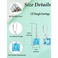 thumbnail image 6 of VESITIM Square Dangle Drop Earrings Sterling Silver Solitaire Leverback Earring 7MM Princess Cut March Aquamarine Birthstone Jewelry for Women, 6 of 7