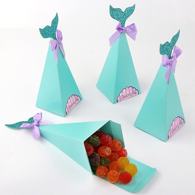 Paquete de 40 cajas de regalo con forma de sirena para fiestas de sirena, decoraciones para fiestas de cumpleaños, baby shower, decoración de bodas para niñas y niños