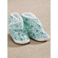 thumbnail image 3 of Women’s Edema Poly Sherpa Lined Slippers - Ideal for Edema, Diabetic and Swollen Feet, High Toe Box, Hook and Loop Strap - Size X-Large, Blue Floral, 3 of 4