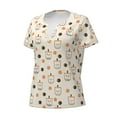 thumbnail image 2 of Naloa Milk Tea Print T-Shirts Short Sleeve V Neck Tees for Women Fashion Tops Trendy Lightweight Soft Casual Summer Outfits Clothes, 2 of 5