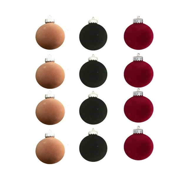 12 Pcs Velvet Christmas Balls Flocked Christmas Tree Ball Ornaments Plastic Balls Xmas Decorative Hanging Ornaments Christmas Tree Decoration 3.14 Inch