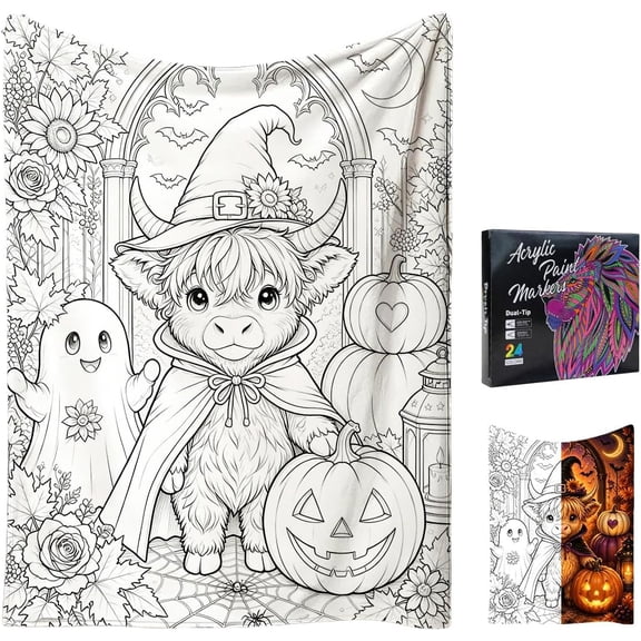 Clearance! Coloring Blankets for Adults Washable Paintable Flannel Blanket, Cozy Sofa & Bed Decor, Creative Gift for K*ids and Adults 30×40 in