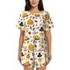 thumbnail image 1 of Fotbe Thanksgiving Conjunto de Pijama Estampado para Mujer, 2 Piezas, Ropa de Dormir con Camiseta de Manga Corta y Shorts Suaves-Medium, 1 of 6