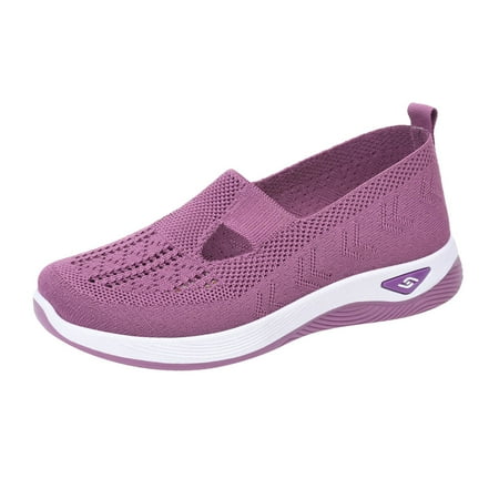 CAICJ98 Women S Sneakers Women s Round Comfortable Casual Knitted Loafers Breathable Lightweight Slip on Walking Shoes PP1 6