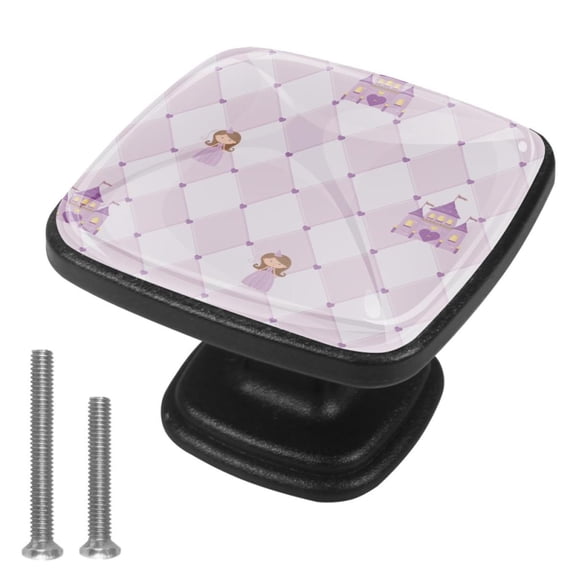 4 Pcs Cabinet Handle Drawer Pulls Cartoon Princess Castle Knobs with Screws Square Furniture Office Cabinet Knob Decoration