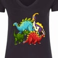 thumbnail image 4 of Inktastic Cute Dinosaurs Women's V-Neck T-Shirt, 4 of 5