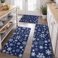 thumbnail image 2 of Dark Blue Christmas Snowflake Pattern Kitchen Rugs Sets Of 3,Kitchen Runner Rugs Non Skid Washable,Decorative Kitchen Floor Mats for Kitchen,Sink,Laundry,17"x30"+ 17"x47" + 17"x59", 2 of 6