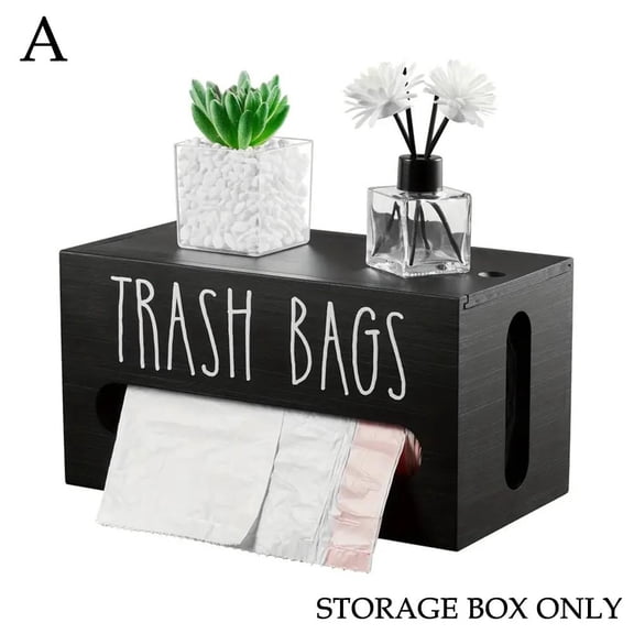 SXCRFKXH Wooden Trash Bag Dispenser, Wall Mounted Trash Bag Holder, Garbage Bag Holder for Cabinet, Farmhouse Wooden Bag Roll Holder, Kitchen Trash Can Liner Organizer for Plastic Grocery Bag