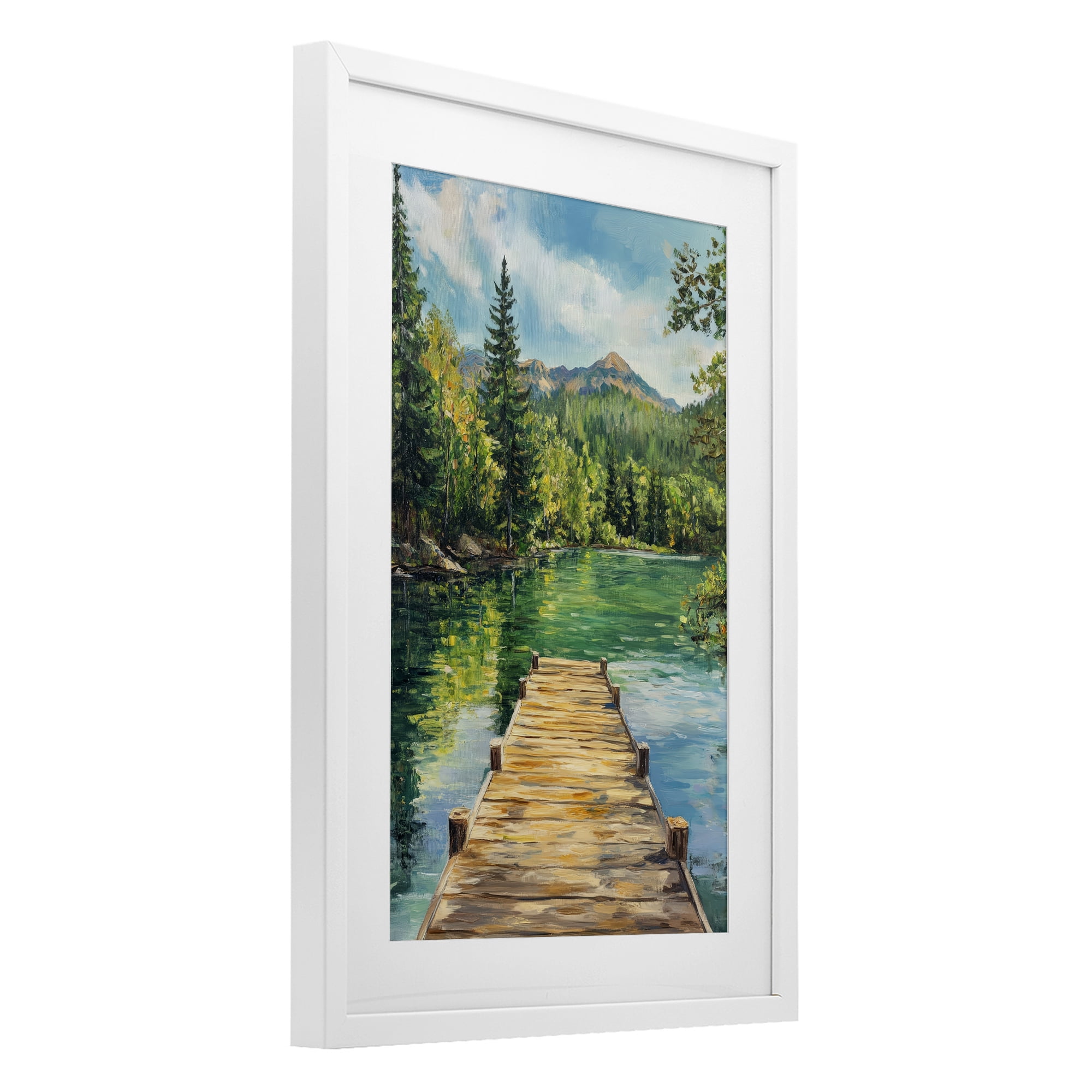 Stupell Industries Sunlit River Dock White Framed Print Under Glass, design by Petal Prints Design