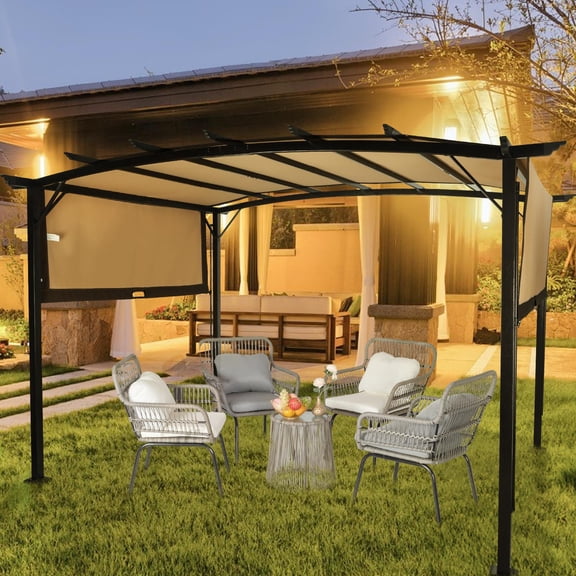 Zimtown 12' X 9' Outdoor Pergola Canopy with Adjustable Shade Beige