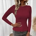thumbnail image 2 of MESSUEN Crew Neck Sweater for Women Ribbed Long Sleeve Tops for Women Pull Over Sweaters Womens Top Sweater for Women Light Sweater Womens Blouses Dressy Casual Wine L, 2 of 4