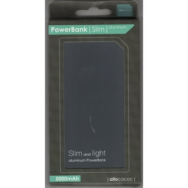 Cell Phone Charger - Allocacoc Portable Power bank Slim Aluminum 5000 mAh-Triple Ports USB Lighting & Micro-USB For iPhone, iPad, Samsung & More! - Black