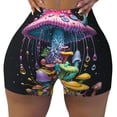 thumbnail image 2 of Rateoe Colorful Mushroom Printed Power Workout Shorts for Women Tummy Control Squat Proof Ribbed Thick Seamless Scrunch Active Short-Medium, 2 of 8