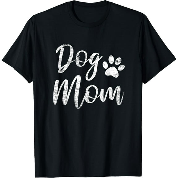 Dog Mom - Vintage / Worn Design - Funny Dog Paw - Classic T-ShirtMen's and women's gift, black and white T-shirt, size: Extra large S-4XL