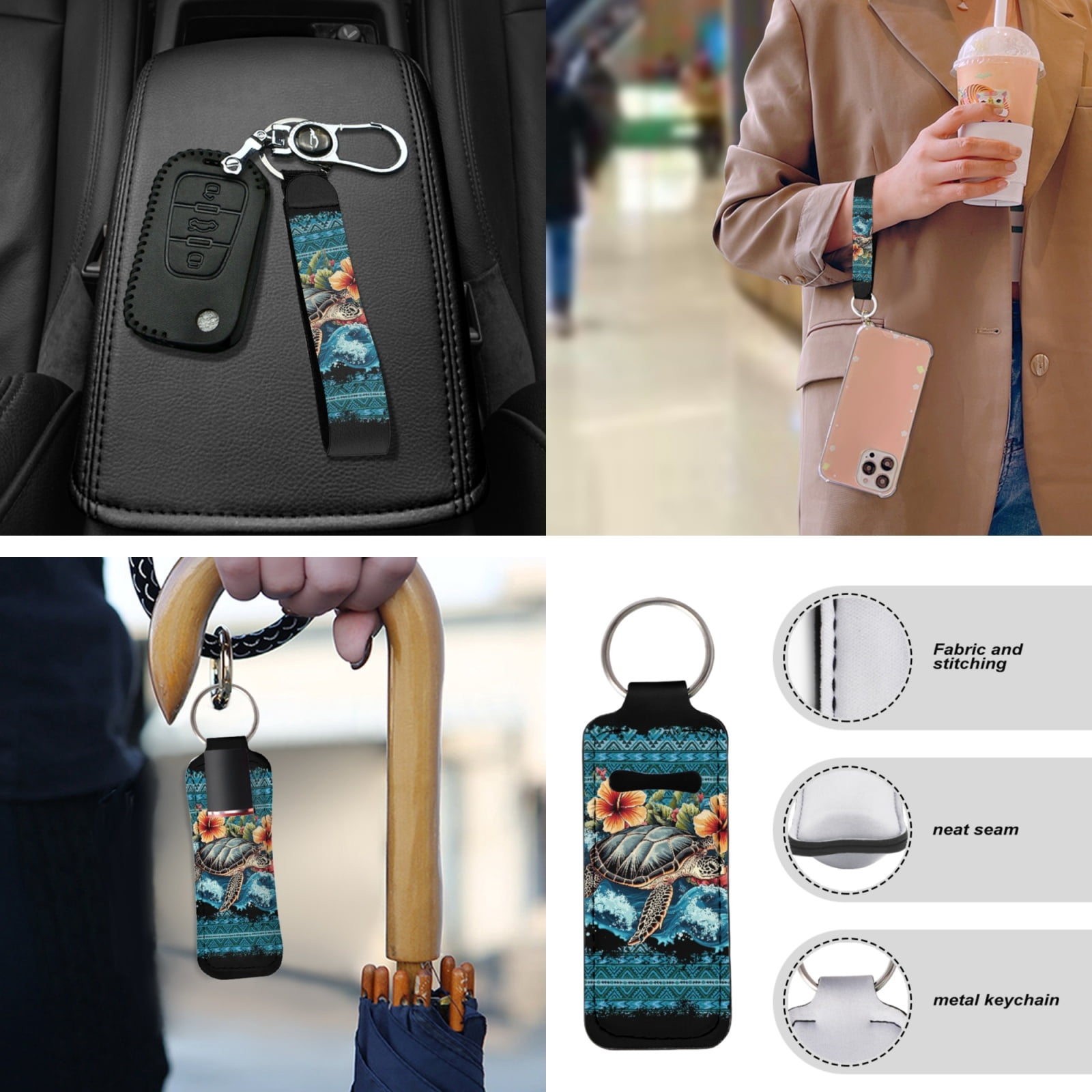 Yuyamidu Aztec Sea Turtle Car Seat Cover Set with Steering Wheel Cover Seat Belt Pad Cup Holder Hibiscus Auto Armrest Cover for Most Cars SUVs