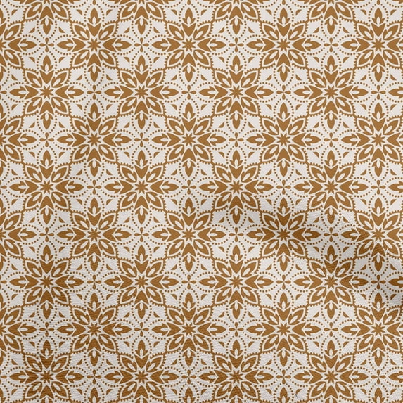 oneOone Cotton Silk Rust Brown Fabric Asian Block Floral Fabric For Sewing Printed Craft Fabric By The Yard 42 Inch Wide