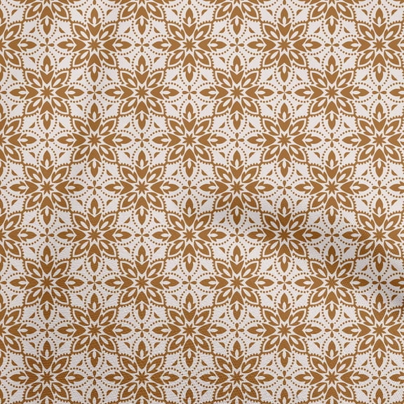 oneOone Polyester Spandex Rust Brown Fabric Asian Block Floral Craft Projects Decor Fabric Printed By The Yard 56 Inch Wide