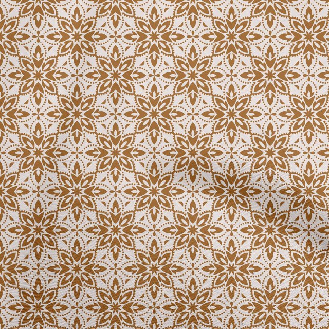 oneOone Polyester Spandex Rust Brown Fabric Asian Block Floral Craft Projects Decor Fabric Printed By The Yard 56 Inch Wide