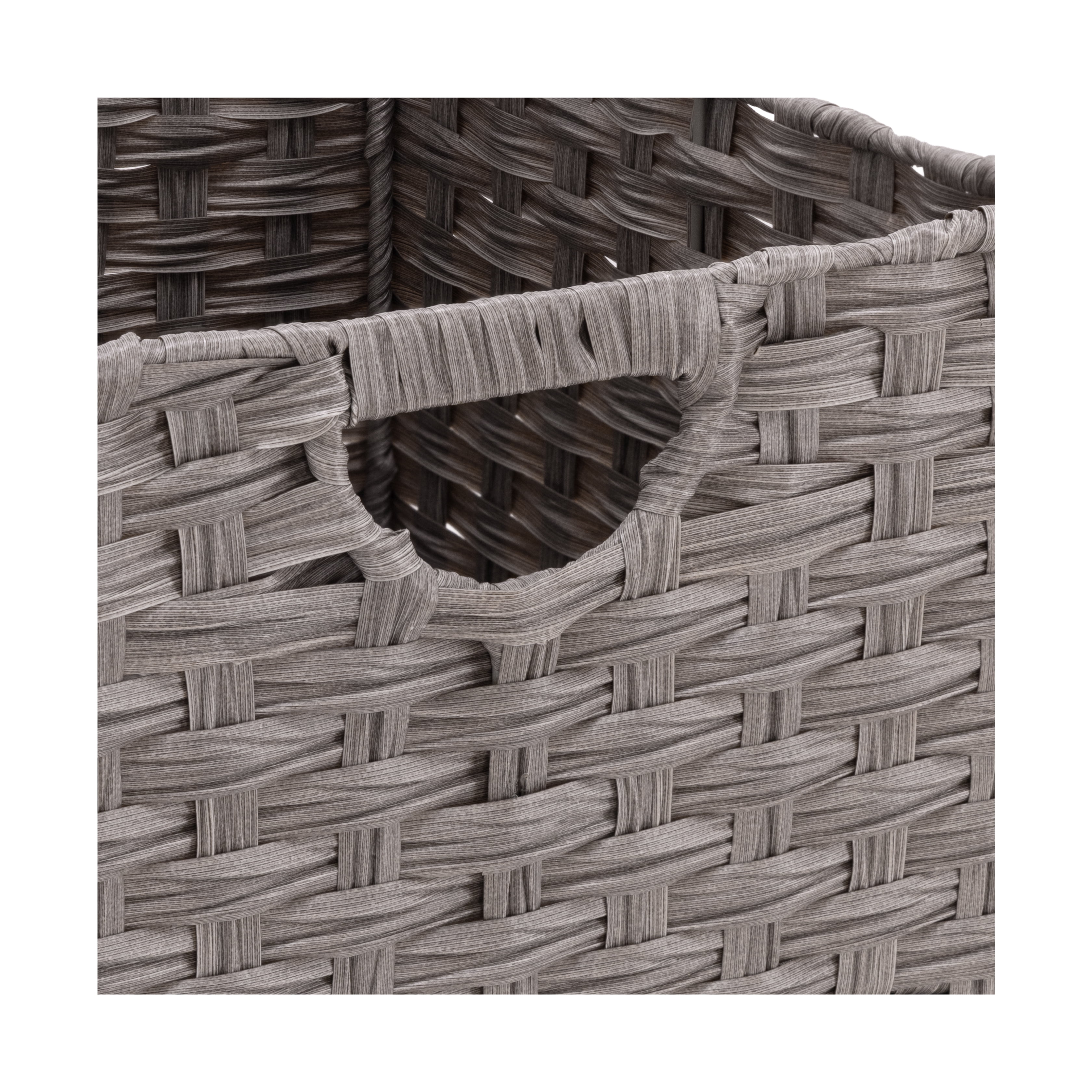 Seville Classics Foldable Handwoven Cube Storage Basket (2-Pack), Gray