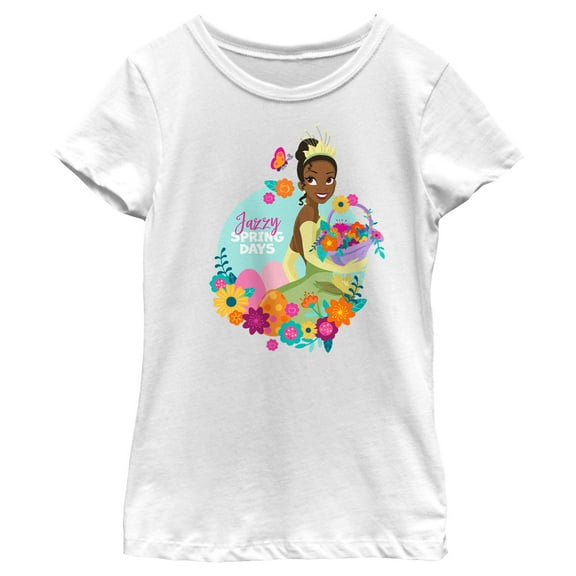 Girl's Disney Tiana Jazzy Spring Days Graphic Tee White X Small