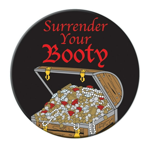 Party Central Club Pack of 12 Vibrantly Colored Pirate "Surrender Your Booty" Button Party Favors
