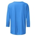 thumbnail image 4 of Womens Clothing Homenesgenics Woman Clothes under $5 Women's Casual Solid Color Round Neck Three Quarter Sleeve Blouse Blue XXL, 4 of 5