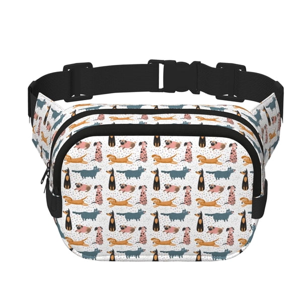 Disketp Dogs Pug Riñonera de Doble Capa, Bolsa de Cintura Ajustable para Viajes, Correr y Senderismo, Riñonera Ligera para Hombre y Mujer
