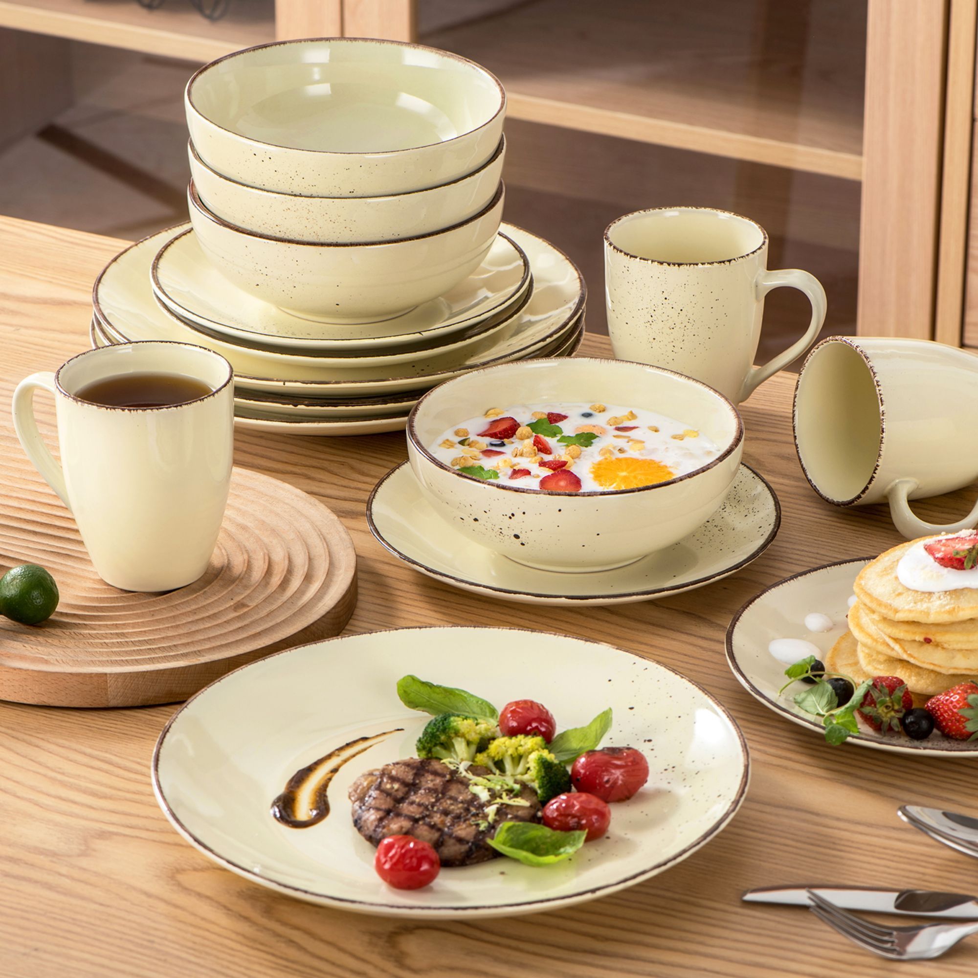 Vancasso Dinnerware Sets, Stoneware Dinner Set for 4, 16-Piece Series ...