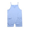 thumbnail image 3 of LUOGENLI Girls Rompers Size 14-16 Long Sleeves Girls Romper Sleeveless Adjustable Tie up Strap Short Jumpsuits Summer Clothes with Pocket Rompers for Girls Rompers Light Blue 5-6 Years, 3 of 9
