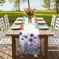 thumbnail image 4 of Watercolor Floral Table Runner, Spring Garden Onion Flowers Lavender Plants Washable Cotton Linen Table Runners 60 Inches Long, Dresser Scarf Runner for Coffee/TV Stands/Kitchen/Cabinets 13''x60'', 4 of 9