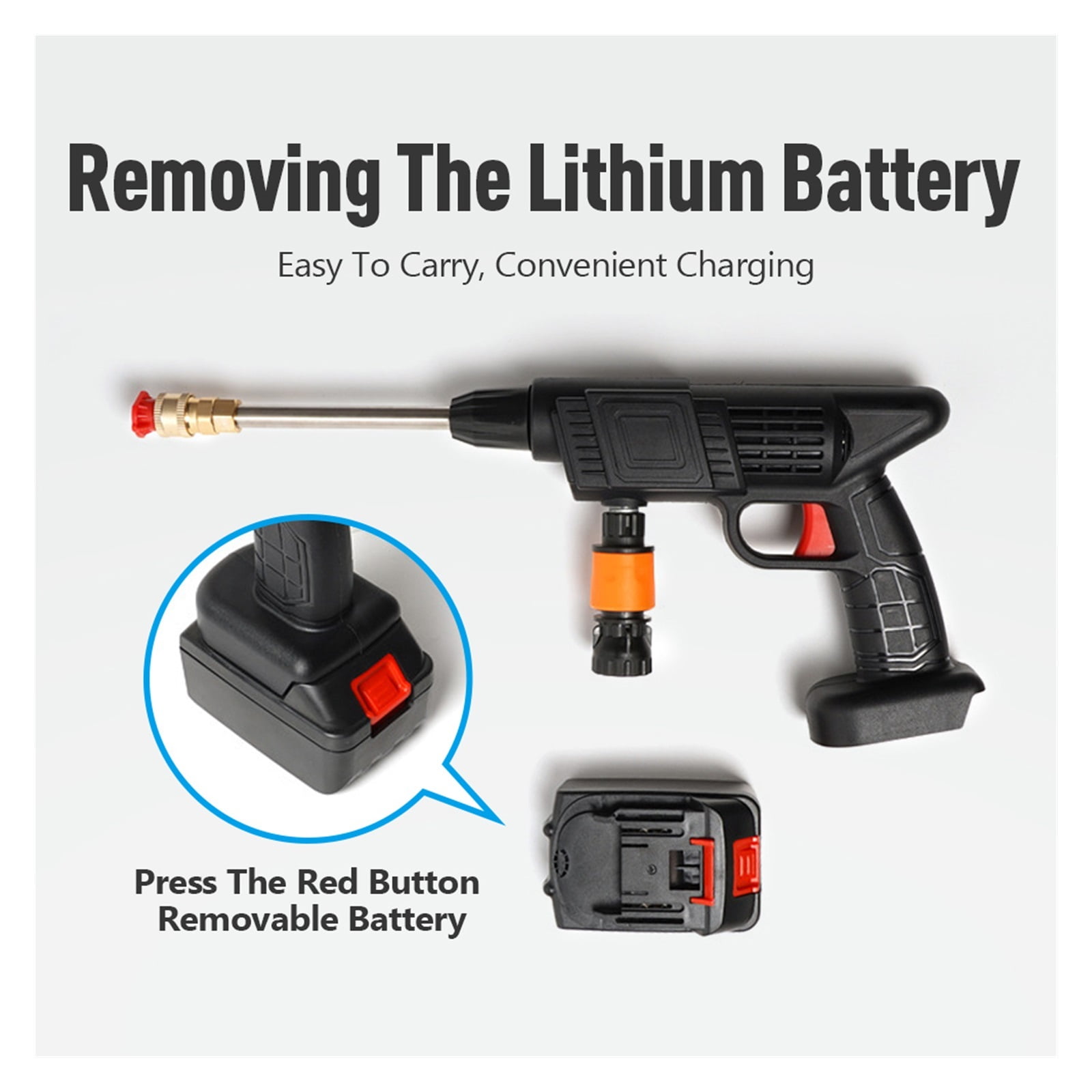 High Pressure Water Gun Electric Car Household Rechargeable Lithium Battery Wireless Spray Washer Cleaner Washing Machin ,Easy to Use