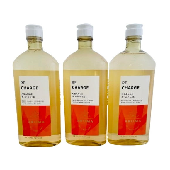 Bath & Body Works Aromathérapie Énergie - Orange + Gingembre Gel Douche & Bain Moussant, 10 Fl Oz, Lot de 3