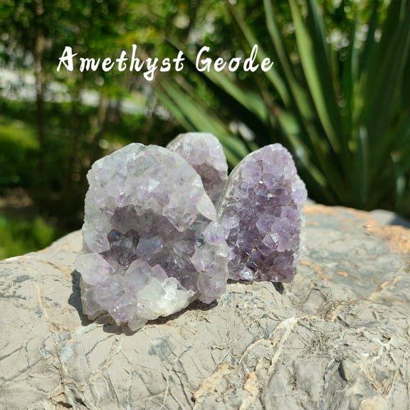 Natural Amethyst Geode Cluster | Large Raw Crystal Cave for Home Decor, Feng Shui, Healing & Meditation (5-7 Inch w/Wood Base)