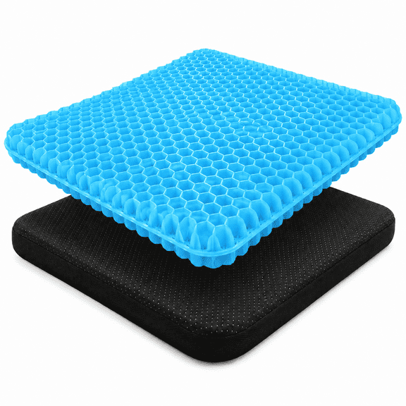 Cooling Gel Seat Cushion, Honeycomb Gel Chair Pad with Removable Washable Cover & Non‑Slip Base for Office Chair, Car, Wheelchair Home Use