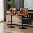 thumbnail image 3 of Duhome Elegant Lifestyle Bar Stools with Back Set of 2, Faux Leather Barstools with Arms Modern Swivel Counter Stools Adjustable Brown, 3 of 6
