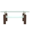 thumbnail image 5 of Rectangle Coffee Table for Living Room, Clear Glass Coffee Table with Lower Shelf, Modern Center Table with Metal Legs, 39"x23"x17.7" Center Table Sofa Table Home Furniture, Easy Assembly, LLL4058, 5 of 10